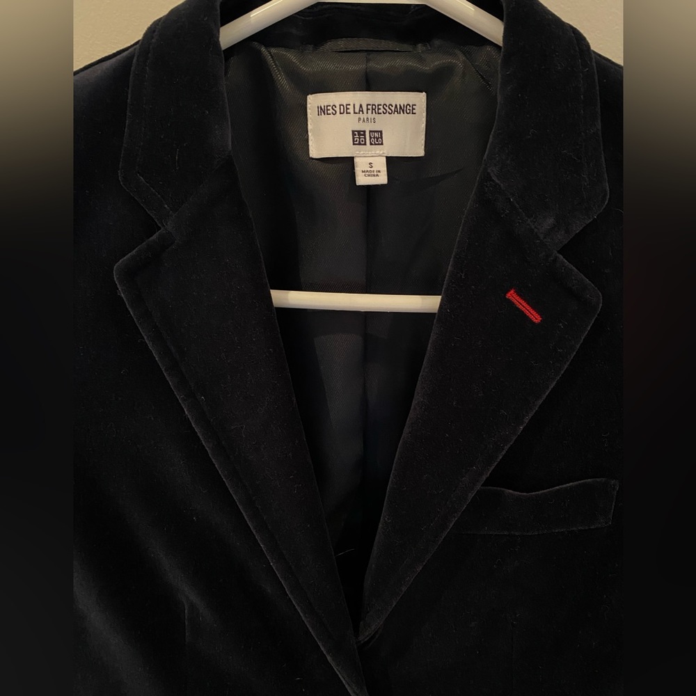 Ines De La Frassange navy velvet blazer